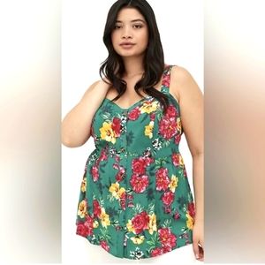 Torrid Fit And Flare Rayon Slub Lace-Up Back Tank Size 2